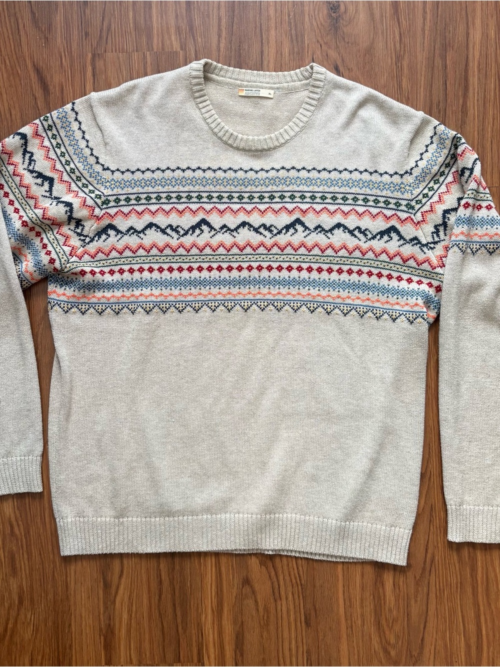 Marine Layer Archive Donner Outdoor Knit Sweater Oatmeal Mens Size XL Holiday